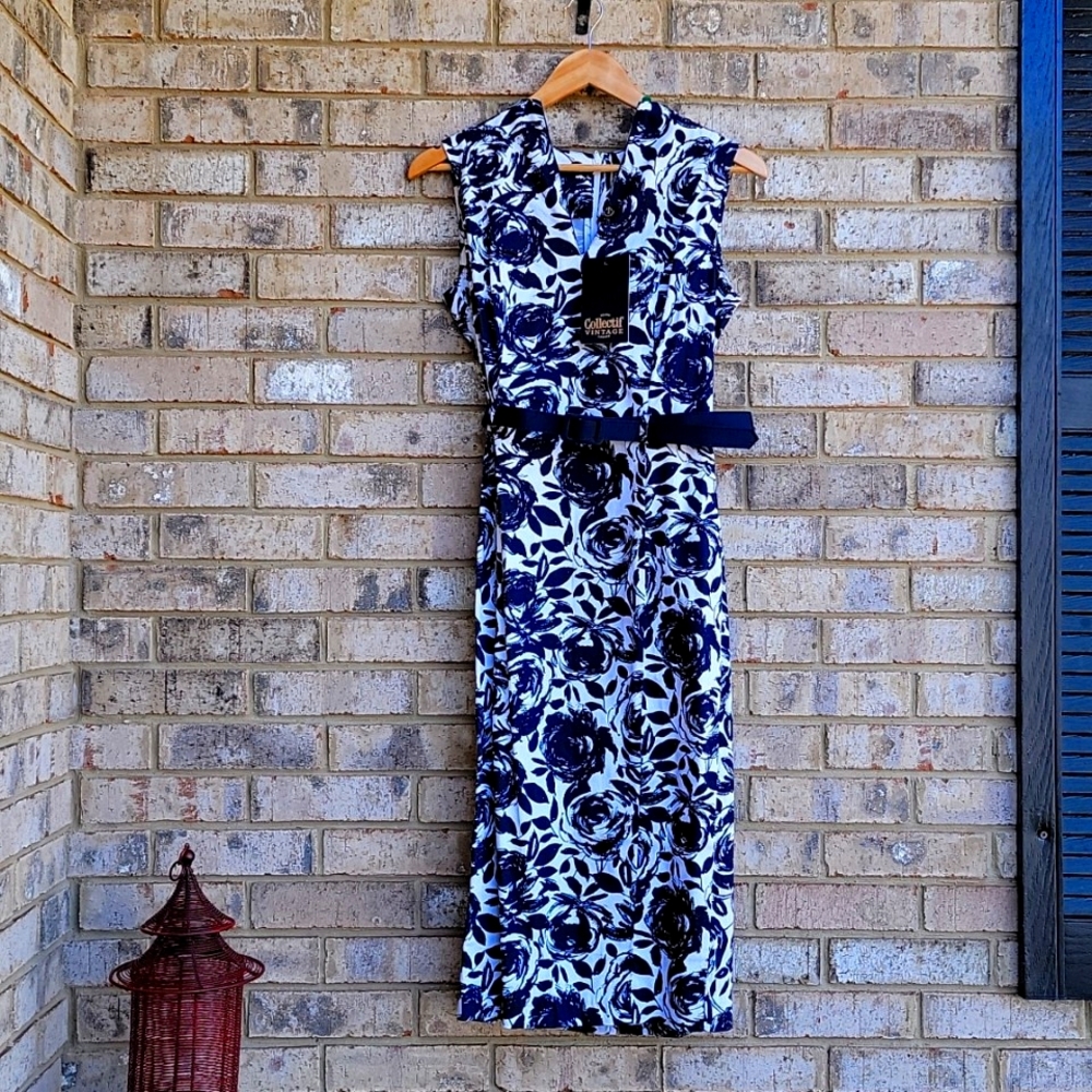 NWT Collection Vintage "Helen Abstract Rose Print" Pencil Dress